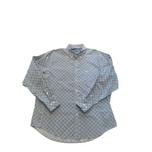 WRANGLER 20X Men's Button-Down Blue Patterned Shirt (XL)